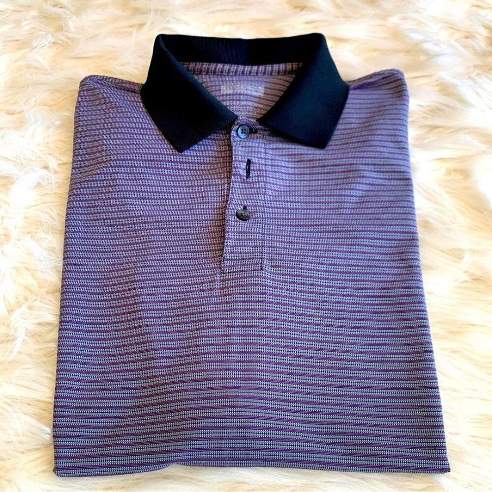 Joseph Abboud Men's Purple and Blue Polo Size Large
